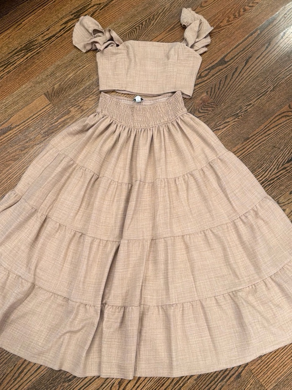 HYFVE Beige Tiered Skirt Set